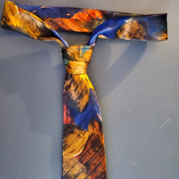 Vintage Wide Tie (Blues-Browns-Golds) - Picture 3 of 6